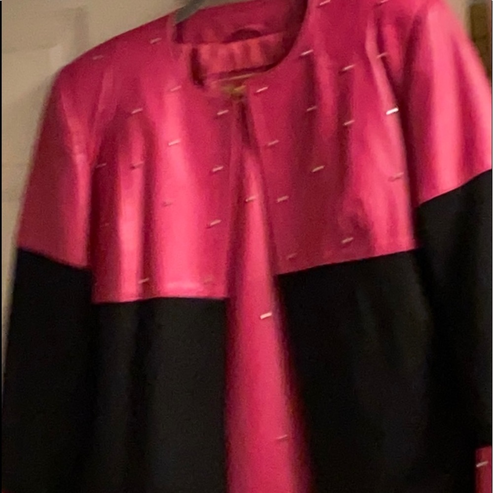 3 pcs leather and knit suit